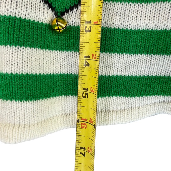 Christmas Elf Skirt Green White Striped Sequin Belt Jingle Bells Knit XL - Picture 5 of 9